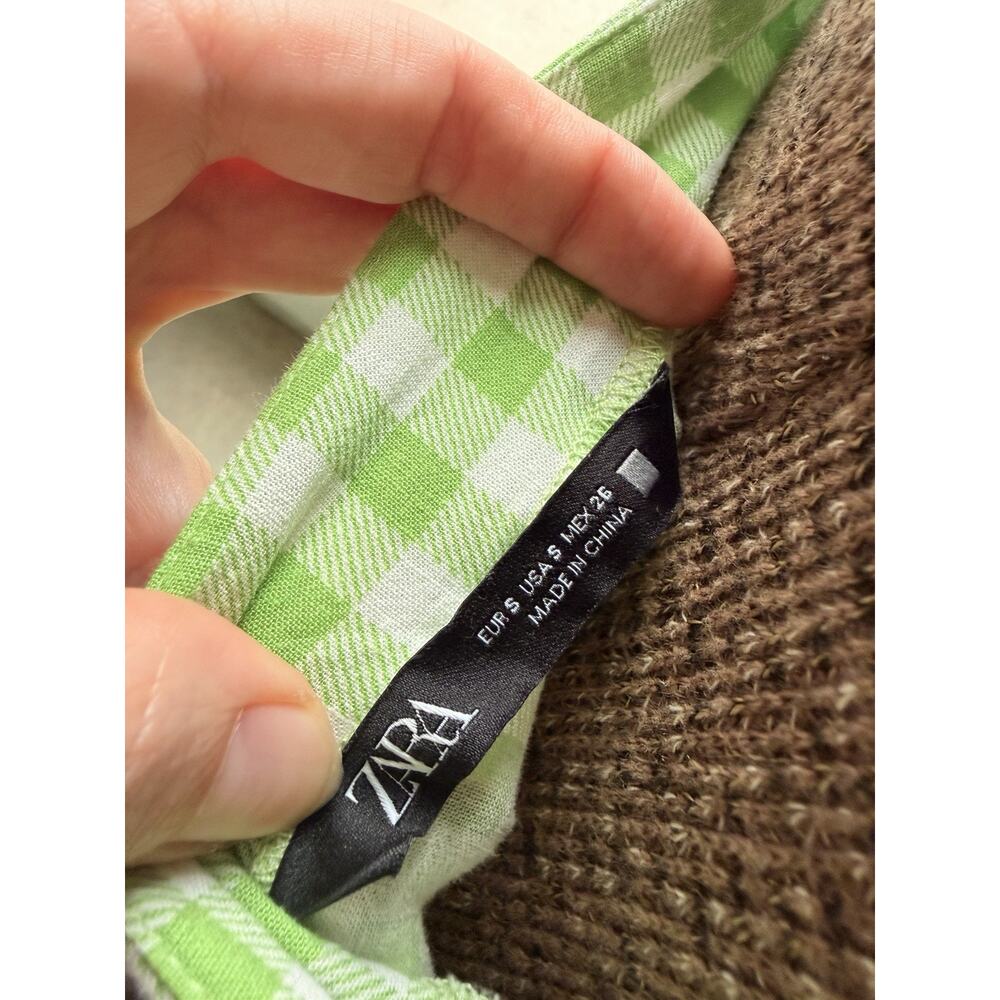 Zara Green Gingham Cut Out Strappy Sleeveless Midi Dress Size S - Picture 2 of 3